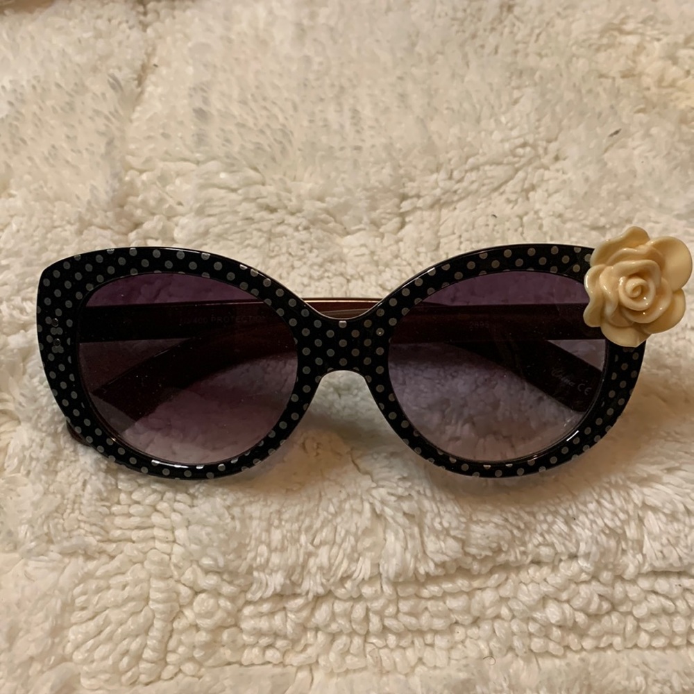 Polka Dot Sunglasses with Flower detail